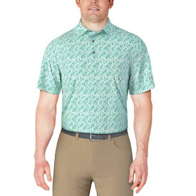 PGAツアー メンズ シャツ トップス Men's Short Sleeve Botanical Print Golf Polo Shirt Ceramic