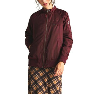 o[YI[ fB[X WPbgu] AE^[ Women's Satin Bomber Jacket Burgundy
