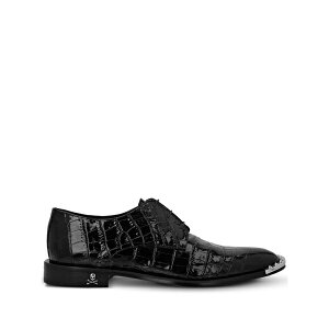 �t�B���b�v�v���C�� �����Y �h���X�V���[�Y �V���[�Y Crocodile-embossed leather derby shoes Black