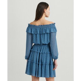 ラルフローレン レディース ワンピース トップス Women's Print Georgette Off-the-Shoulder Dress Blue