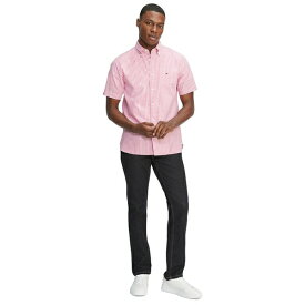 トミー ヒルフィガー メンズ シャツ トップス Men's Regular-Fit Candy Stripe Linen Shirt Party Pink/ Optic White