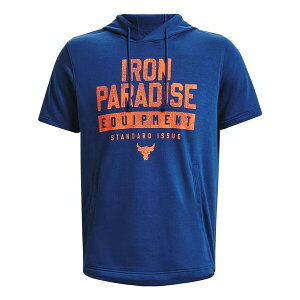 Under Armour A_[A[}[ Y Xj[J[ yUnder Armour Project Rock Short Sleeve Hoodie 'Blue Orange' 1378018-471z TCY US_M_L