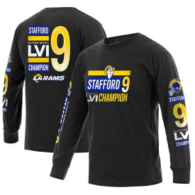 ファナティクス メンズ Tシャツ トップス Matthew Stafford Los Angeles Rams Fanatics Branded Super Bowl LVI Champions Player Name & Number Long Sleeve TShirt Black