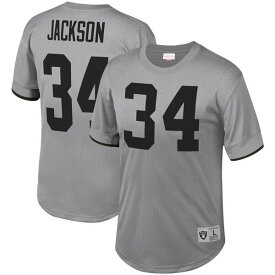 ミッチェル&ネス メンズ Tシャツ トップス Bo Jackson Los Angeles Raiders Mitchell & Ness Retired Player Name & Number Mesh Top Gray