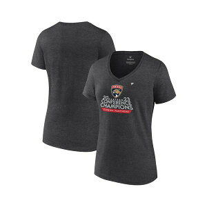 t@ieBNX fB[X TVc gbvX Women's Heather Charcoal Florida Panthers 2023 Eastern Conference Champions Locker Room Plus Size V-Neck T-shirt Heather Charcoal