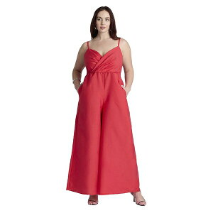 GNC fB[X JWApc {gX Plus Size Wide Leg Jumpsuit Red