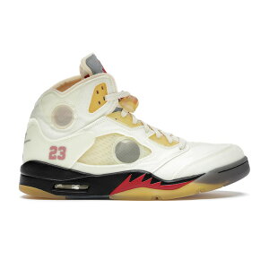 Jordan �W���[�_�� �����Y �X�j�[�J�[ �yJordan 5 Retro Off-White Sail�z �T�C�Y US_5.5(23.5cm) Sail/Fire Red-Muslin-Black
