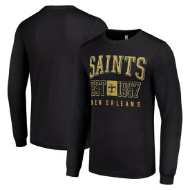 スターター メンズ Tシャツ トップス New Orleans Saints Starter Throwback Logo Long Sleeve TShirt Black