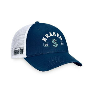 �t�@�i�e�B�N�X �����Y �X�q �A�N�Z�T���[ Men's Deep Sea Blue/White Seattle Kraken Free Kick Trucker Adjustable Hat Navy, White