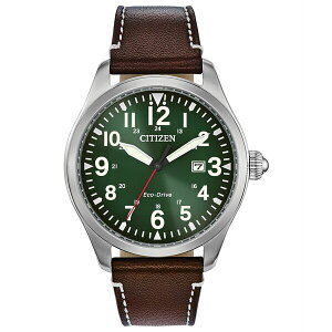 V`Y Y rv ANZT[ Eco-Drive Men's Chandler Brown Leather Strap Watch 42mm Brown