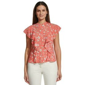 トミー ヒルフィガー レディース カットソー トップス Women's Floral-Print Ruffled Blouse Sherbet Multi