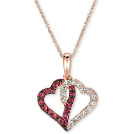 ルヴァン レディース ネックレス・チョーカー・ペンダントトップ アクセサリー Passion Ruby (1/3 ct. t.w.) & Nude Diamond (1/3 ct. t.w.) Interlocking Hearts 18" Pendant Necklace in 14k Rose Gold Ruby