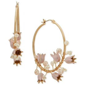 ロンナアンドリリー メンズ ピアス・イヤリング アクセサリー Gold-Tone Bead & Flower Statement Hoop Earrings Pink