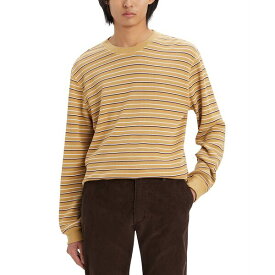 リーバイス メンズ シャツ トップス Men's Waffle Knit Thermal Long Sleeve T-Shirt Chocolate Stripe