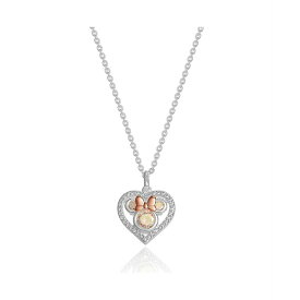 ディズニー レディース ネックレス・チョーカー・ペンダントトップ アクセサリー Minnie Mouse Silver and Pink Gold Plated Cubic Zirconia Heart Necklace, 16 + 2'' Silver tone, pink