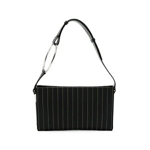 �h���_�b�v ���f�B�[�X �N���b�`�o�b�O �o�b�O Pinstripe-pattern ring-detail tote bag Black