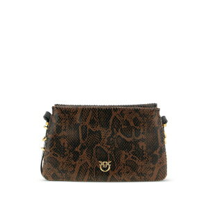 �s���R ���f�B�[�X �V�����_�[�o�b�O �o�b�O Love birds python-print leather crossbody bag Brown