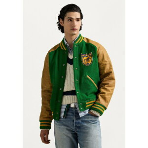 t[ Y WPbgu] AE^[ VINTAGE-INSPIRED LETTERMAN JACKET - Bomber Jacket - fuji green