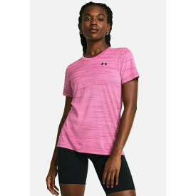 アンダーアーマー レディース フィットネス スポーツ SHORT-SLEEVES TECH TIGER - Sports T-shirt - astro pink