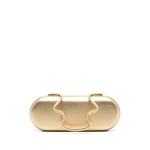 �J���g�K�C�A ���f�B�[�X �N���b�`�o�b�O �o�b�O Ilaria metallic-finish wave-handle clutch bag Gold