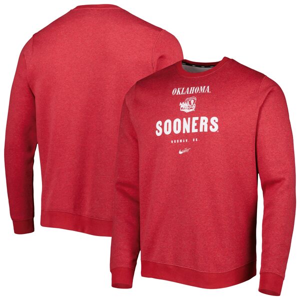 ナイキ メンズ パーカー・スウェットシャツ アウター Oklahoma Sooners Nike Vault Stack Club Fleece Pullover Sweatshirt Crimson