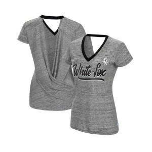 �^�b�` ���f�B�[�X �J�b�g�\�[ �g�b�v�X Women's Black Chicago White Sox Halftime Back Wrap Top V-Neck T-shirt Black