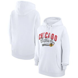 カールバンクス レディース パーカー・スウェットシャツ アウター Chicago Blackhawks G III 4Her by Carl Banks Women's Filigree Logo Pullover Hoodie White