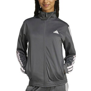 AfB_X fB[X WPbgu] AE^[ Women's 3-Stripe Tricot Track Jacket, XS-4X Grey Six/Clear Pink