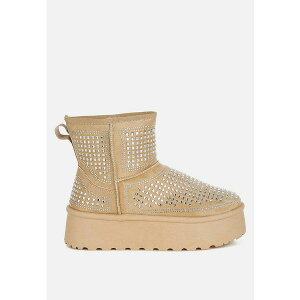 �������h�����O ���f�B�[�X �u�[�c �V���[�Y Xoras Chunky Rhinestones Ankle Boots Women Light beige