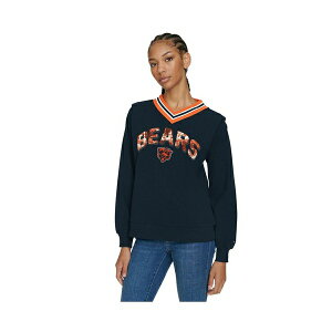 g~[ qtBK[ fB[X p[J[EXEFbgVc AE^[ Women's Navy Chicago Bears Alice V-Neck Pullover Sweatshirt Navy