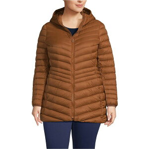 YGh fB[X WPbgu] AE^[ Plus Size Wanderweight Packable Down Hooded Long Jacket Rich ginger brown