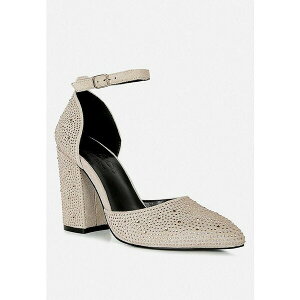 ラグ アンド コー レディース サンダル シューズ CULVER Womens Rhinestone Embellished Block Heel Sandals pumps Beige