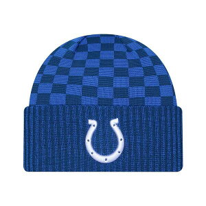 j[G Y Xq ANZT[ Men's Royal Indianapolis Colts Checkered Cuffed Knit Hat Royal