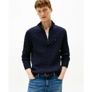 g~[ qtBK[ Y jbg&Z[^[ AE^[ Men's Long-Sleeve Cable Knit Quarter-Zip Sweater Desert Sky