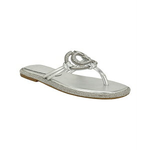 �Q�X ���f�B�[�X �T���_�� �V���[�Y Women's Saima G Cutout Rhinestone Embellished Thong Flat Sandals Silver Metallic Crystal Rhinestone