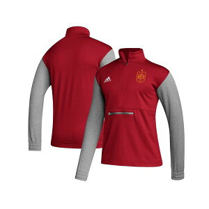 �A�f�B�_�X �����Y �p�[�J�[�E�X�E�F�b�g�V���c �A�E�^�[ Men's Red Spain National Team Crest Long Sleeve Half-Zip Top Red, Gray