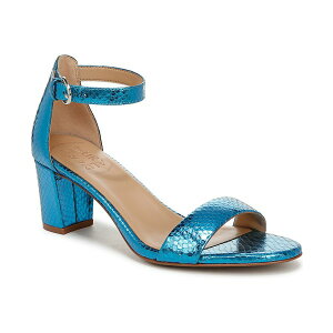 �i�`�����C�U�[ ���f�B�[�X �T���_�� �V���[�Y Women's Vera Block Heel Ankle Strap Dress Sandals Blue Metallic Snake Embossed Leather