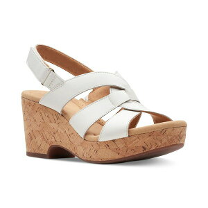 N[NX fB[X T_ V[Y Women's Collection Giselle Beach Slingback Wedge Sandals White Leather