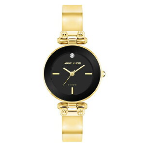 ANC fB[X rv ANZT[ Women's Quartz Round Black and Gold-Tone Metal Alloy Bangle Watch, 28mm Black, Gold-tone
