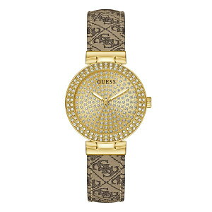 ゲス レディース 腕時計 アクセサリー Women's Beige Gold Tone Analog Watch, 32mm Brown