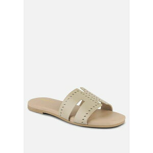 O Ah R[ fB[X T_ V[Y IVANKA Beige Cut Out Slip On Sandals Beige