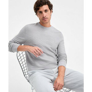 �A���t�@�j �����Y �j�b�g&�Z�[�^�[ �A�E�^�[ Men's Long Sleeve Textured Crewneck Sweater, Macy's Exclusive Zinc Heather