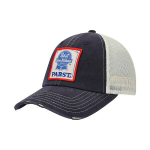 AJj[h Y Xq ANZT[ Men's Navy, Cream Pabst Blue Ribbon Orville Snapback Hat Navy, Cream