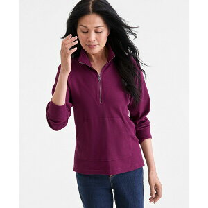 �X�^�C���A���h�R�[ ���f�B�[�X �W���P�b�g���u���]�� �A�E�^�[ Women's Waffle-Knit Quarter Zip Top, Macy's Exclusive Deep Cranberry