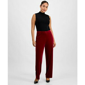 �G�[�P�[ �A�� �N���C�� ���f�B�[�X �J�W���A���p���c �{�g���X Petite Velour Mid Rise Wide-Leg Pants Red Ruby