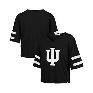 47uh fB[X Jbg\[ gbvX Women's Black Indiana Hoosiers Premier Scout Sleeve Stripe Relaxed Dolman T-Shirt Black