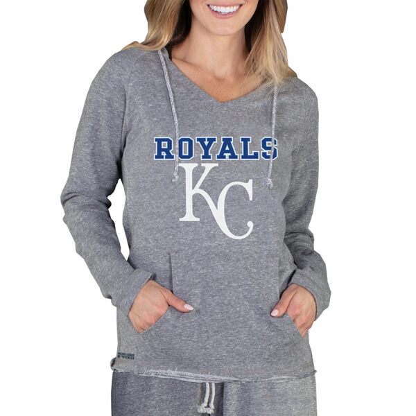 コンセプトスポーツ レディース パーカー・スウェットシャツ アウター Kansas City Royals Concepts Sport Women's Mainstream Terry Long Sleeve Hoodie Top Gray
