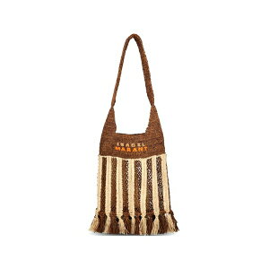 �C�U�x�� �}���� ���f�B�[�X �V�����_�[�o�b�O �o�b�O Striped-pattern raffia shoulder bag Brown