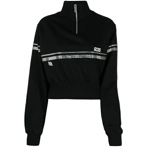 �W�[�V�[�f�B�[�G�X ���f�B�[�X �j�b�g&�Z�[�^�[ �A�E�^�[ Rhinestone-embellished cropped sweatshirt Black