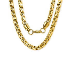 スティールタイム レディース ネックレス・チョーカー・ペンダントトップ アクセサリー Men's 18k Gold-Plated Stainless Steel Thick Round Box Link 24" Chain Necklace Gold
